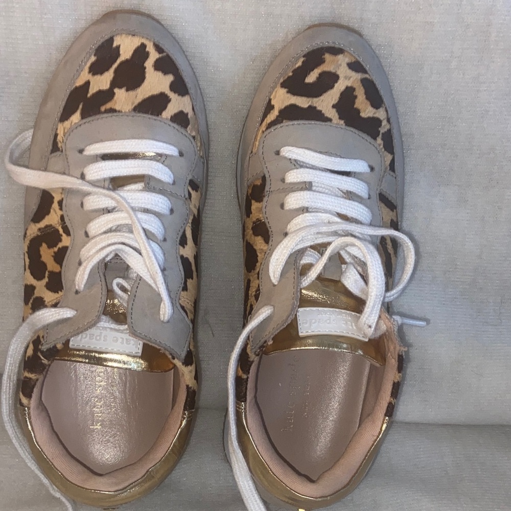 Kate Spade Leopard Print Sneakers with Gold Accents